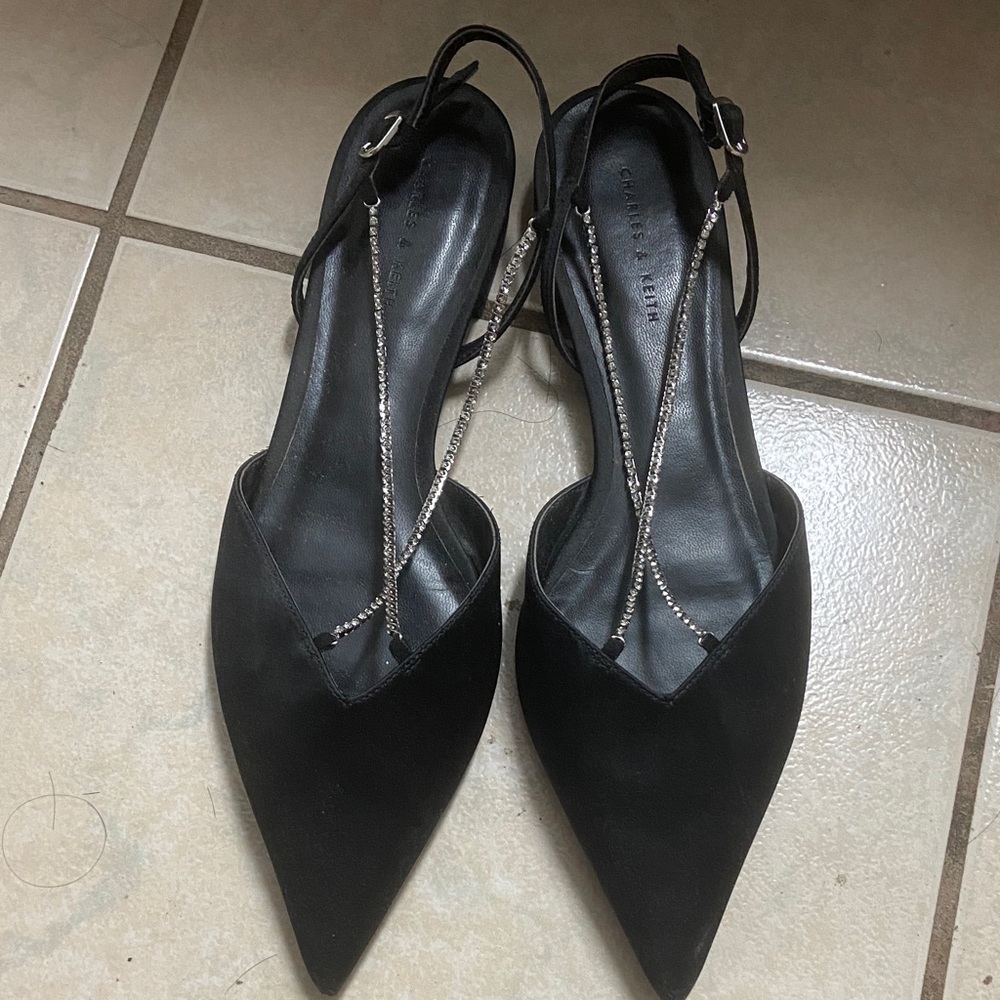 Charles & Keith Black Slingback Heels